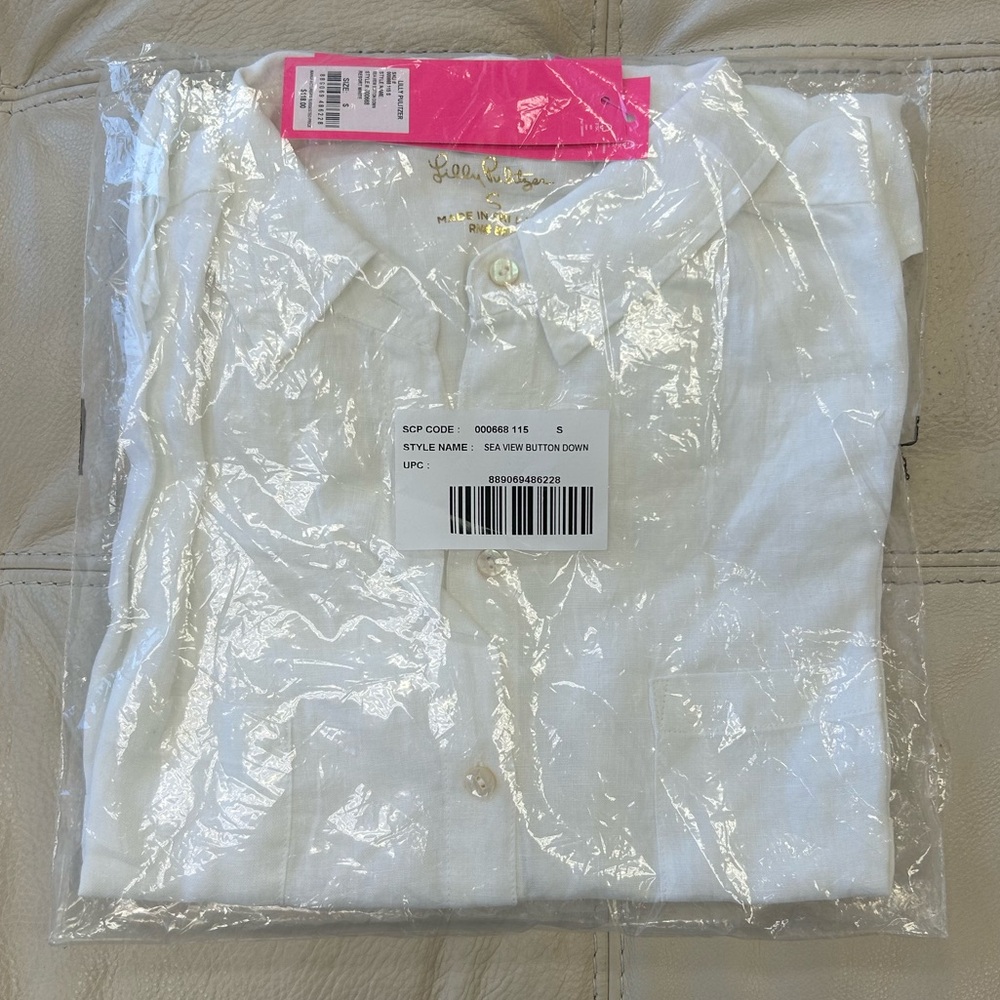NWT Lilly Pulitzer Sea View White Button Down Shirt